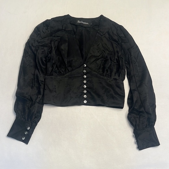 Realisation Par THE KAIA Voodoo silk jacquard blouse yin Yang 69 buttons - Picture 3 of 8